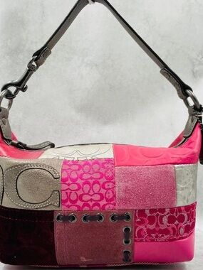 Coach Mini Pink Multi Patchwork Shoulder Bag